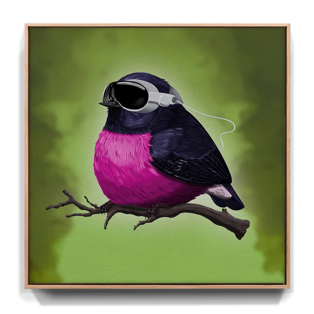 "Besser als die Realität" - Rosenbrust-Schnäpper (Leinwand)