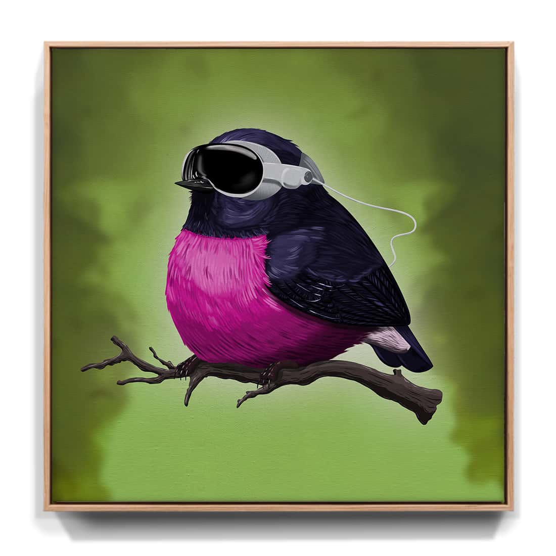 "Besser als die Realität" - Rosenbrust-Schnäpper (Leinwand)