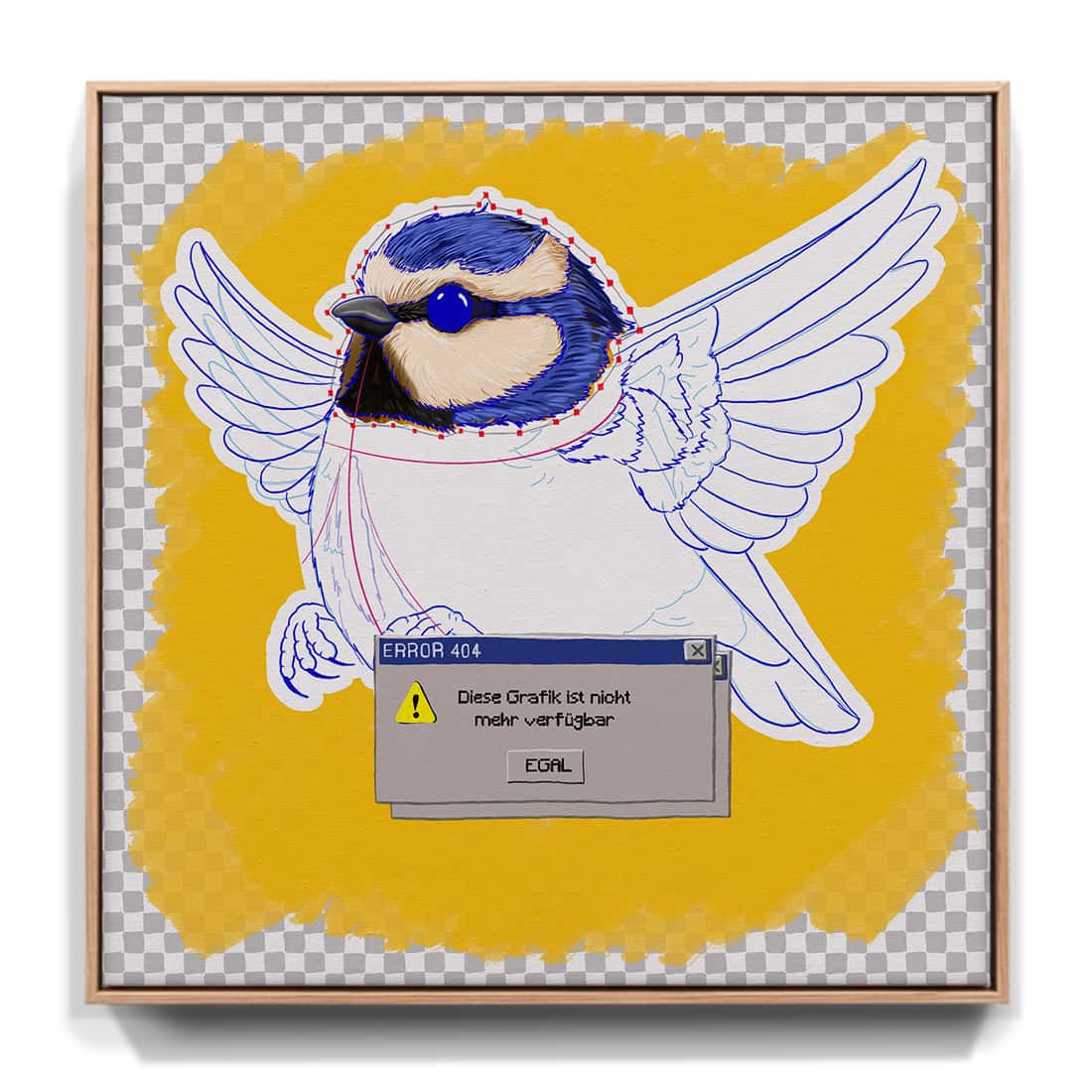 "Digitaler Wahnsinn" - Kardinal (Leinwand)