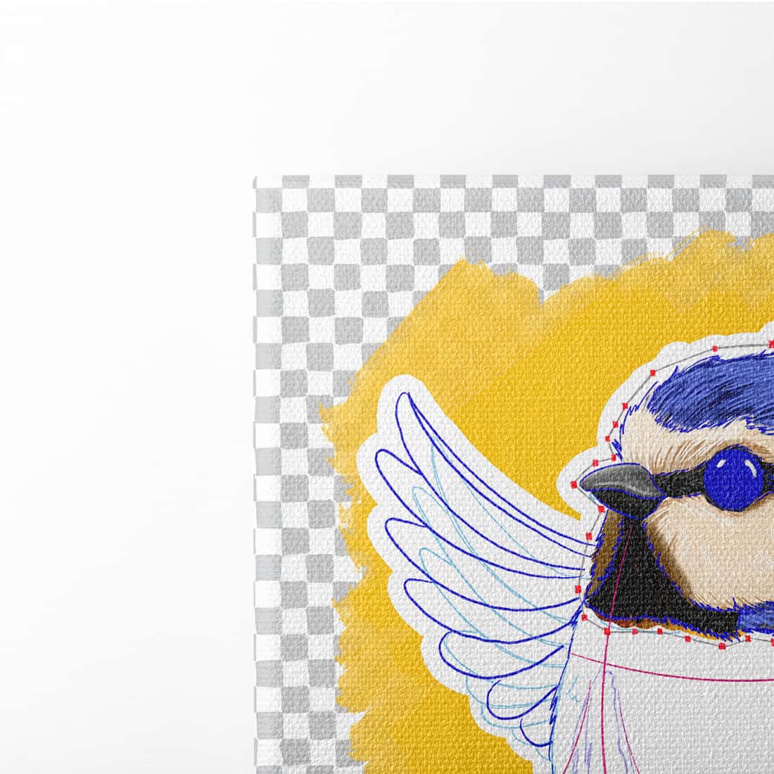 "Digitaler Wahnsinn" - Kardinal (Leinwand)