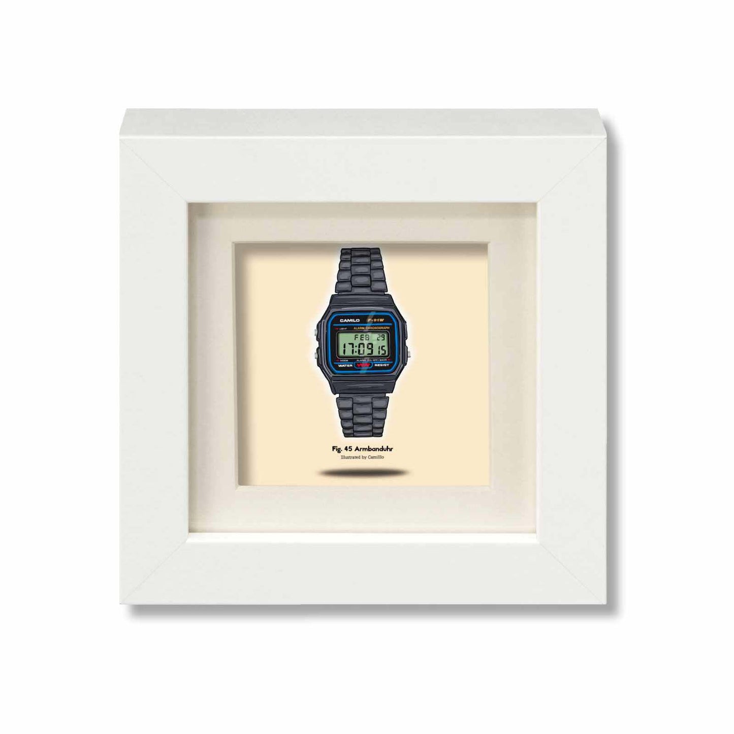 Giclée-Druck einer Armbanduhr - Klassisches Design - weißer Rahmen - kleine Größe